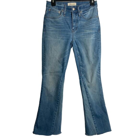 Madewell Cali Demi Boot Jeans Women's 26 Lt Med Wash Raw Hem - Picture 1 of 4